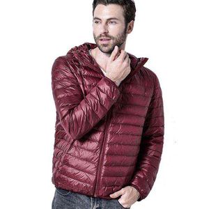 Ultralight Hooded Down Jackets Men Winter Fashion Lightweight White Duck Down Coats Male New Portable Warm Jacket Big Size 5XL G1115