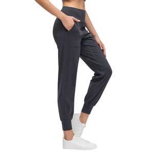 Lulu Pant Yoga taille haute femmes pantalons de survêtement pantalons de survêtement de course pantalons de jogging coniques d'entraînement pour Yoga Lounge Gym Leggins avec poche