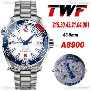 TWF 600M 43.5mm A8900 Automatic Mens Watch Pepsi Blue Red Ceramics Bezel White Dial 36th America's Cup Limited Edition 215.30.43.21.04.001 Steel bracelet Puretime Z04d4
