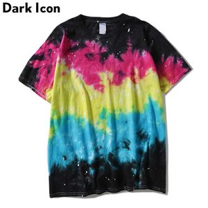 Colortone Tie DyeクルーネックヒップスターメンズTシャツ半袖夏カジュアルTシャツ男性ティーシャツ男服210603