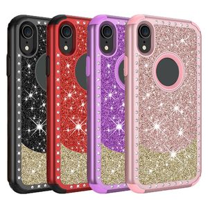 Per iPhone XR Caso di lusso Diamante Diamante Cover Hey Duty Hybrid Copertura protettiva a pieno corpo Custodia Defender per iPhone XR XS Max