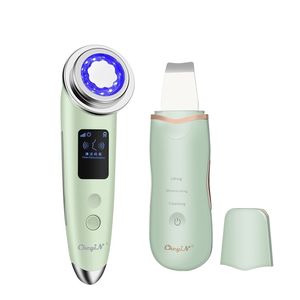 EMS LED Light Therapy Care Skin Care Beautymachine+Ultrasonic Scrubber+Electric Goserhead Remover+Nano Spray Force Parerer 220216