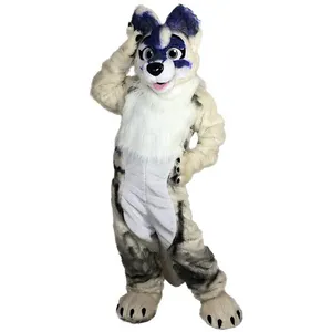 Costumi mascotte Husky Dog Fox Furry Cartoon Mascot Costume Fursuit Halloween Outfit Fancy Dress Promozionale