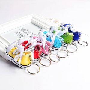 new trendy wholesale 3D sneaker keychain colorful simulation canvas shoes key ring pendant accessories