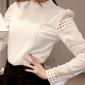 Lace Chiffon Blouse Women Shirt Plus Size Casual ladies long sleeve Womens Tops and Blouses S-5XL Hook Flower Hollow 220307