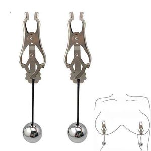 Nxy Sex Adult Toy Slave Torture Play Heavy Beads Nipple Clamps Clips Breast Bondage Restraints Metal Steel Labia Fetish Bdsm Women 1225