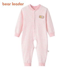 Urso Líder Born Girls Meninos Casuais Jumpsuits Moda Moda Outono Infantil Bebê Striped Macacão Bebes Roupas para 0-210708