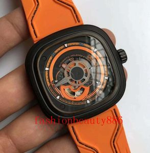Seven Friday Men's Watch Size 47mmx47 Automatisk japansk rörelse Gummi Watchband Wood Material
