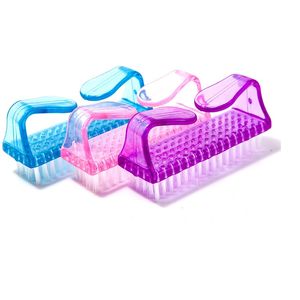 Pulizia delle unghie Spazzola pulita Lima per manicure Pedicure Morbido Rimuovi polvere Scrub ad angolo piccolo Strumento per la cura della spolverata multicolore in stock