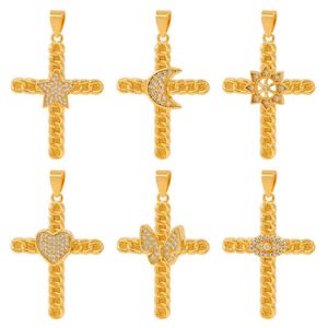 Fashion new micro diamond cross pendant street personality trendy men and women simple and versatile necklace G1206