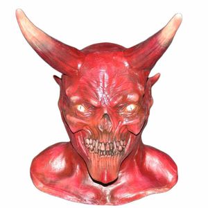 Costume di Halloween Horror Party Cosplay Demon Latex Spaventoso Corna Maschera da diavolo rosso