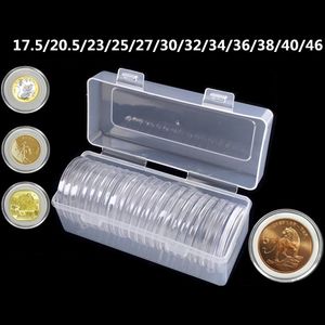22Pcs/Set Coin Storage Container Box Display Capsules Holder Round Ring Applied Clear Plastic Cases Collection Gifts LX3327