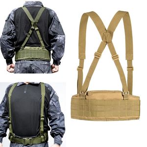 Waist Support Men's Army Military Molle Belt Suspenders X H-shaped BackStrap Combat Girdle Hunting Waistband With Soft Padded