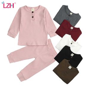 LZH Outono Home Wear vestido para crianças 2021 New pijama conjunto para meninos manga longa recém-nascido meninas de bebê terno 0-2 anos roupas de criança G1023