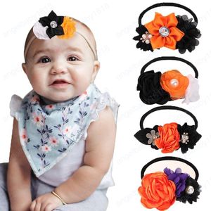 Halloween Bebê Headband Rhinestone Pérolas Artificial Flores Turbante Para Meninas Kids Acessórios De Cabelo Crianças Crianças Cabelo De Cabelo