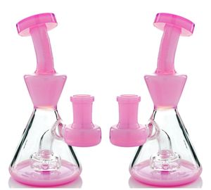 Vintage 6.5inch Pink Balboa Mini Rig Glass BONG Hookah Smoking Pipes Oil Burner with bowl or Banger can put customer LOGO