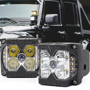 Werklamp Set stks Side Shooter LED verlichting Geel met Strobe Dual Amber DRL Spot Rijwerken Lampen voor Truck ATV SUV UTV x4