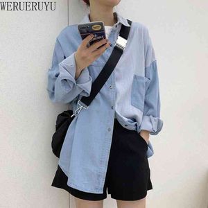 WERUERUYU Women Denim Jacket Spring Autumn Korean Thin Student Base Cowboy Shirt Women's Cotton Single-breasted Jackets 210608