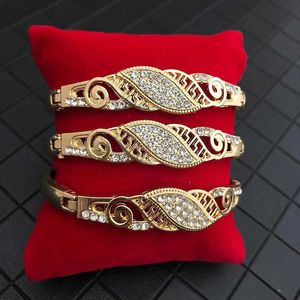 3 pezzi in lega di zinco gioielli Lady Side aperto braccialetto braccialetto cristallo austriaco classico Marocco designer gioielli braccialetto polsino nave libera Q0719