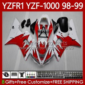 Yamaha YZF R 1 1000 CC YZF-R1 YZF-1000 98-01 Bodywork 82NO.4 YZF R1 YZF1000 1999 1999 2000 2001 OEM FairingsキットホワイトレッドBLK