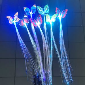 Опт Рождественская красочная бабочка светящиеся косы светодиодные мигающие волокна фальшивые оплетки светящиеся парины