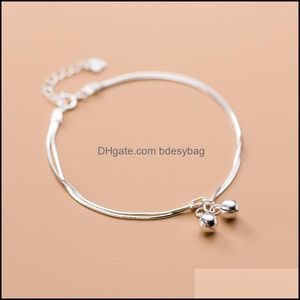Urok bransolety biżuterii 925 szterling sier koreański prosty styl urocza bransoletka do podwójnego łańcucha dla kobiet córka biżuteria dostawa 2