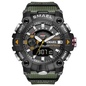 Masowe męskie zegarki sportowe odporne na wstrząs 50m wodoodporne na rękę alarm LED Stopwatch zegar zegar wojskowy Mężczyźni 198