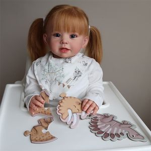 Reborn Baby Doll 20 Zoll Lebensechte Neugeborene Smiley Baby Mädchen Weiches Vollvinylsilikon Reborn Baby Doll Geschenk Spielzeug für Kinder 220315