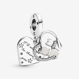 100% 925 Ayar Gümüş Kediler Kalpler Dangle Charms Fit Orijinal Avrupa Charm Bilezik Moda Kadınlar Düğün Nişan Takı Aksesuarları