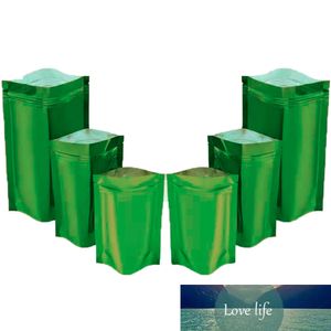 100 pcs / lote brilhante verde stand up saco de alumínio folha auto selo rasgo entalhe Doypack alimentos reutilizáveis ​​alimento candy snack armazenamento pacote