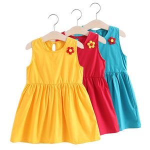 Girls Summer Clothing 2019 New Brand Printed Flower Dress Girls Cotton And Linen Sleeveless Simple Vest Dress Thin Casual Dress Q0716