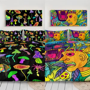 Beddingoutlet Psychedelic Mushroom Duvet Cover med örngott Rainbow Färgglada sängkläder Ställ fantastisk Abstrakt Konst Teen Bedlinne C0223