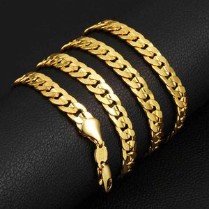 6mm bred halsband kubansk kedja gul guld fylld solid vanlig mens choker kedja 66cm lång x0509