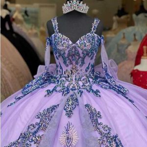 Gorgeous Lavender Quinceanera Abiti Pailmined Appliqued Vestidos de 15 ANOS DOLCE 16 Ball Gown Prom Dress
