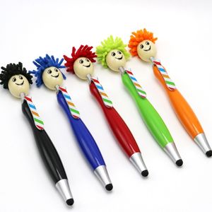 Partihandel Cartoon Doll Head Stylus Ballpoint Pen Reklam Business Signature Pennor Kontorpapper Studentskrivning Penna