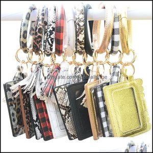 Keychains Fashion Aessories Amazon Sale Leopard Printed Wrist Key Chain Pu Leather Keychain Big Circle Tassel Ring With Change Purse Wallet