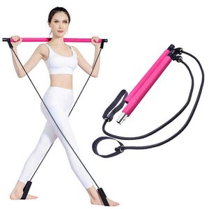 Pilates Bar Kit Widerstand Band Übung Tragbare Fitness Pilates Stick Workout Crossfit Bodybuilding Yoga Elastische Band H1026