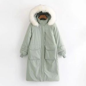 Fur Coat Kvinnor Vinter Down Bomull Jacka Hooded Tjock Parkas Lång Kvinna Puffer Varm Outwear 210607