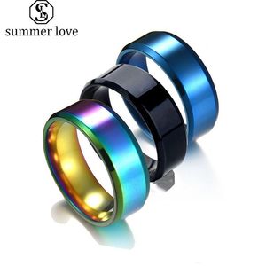 Anelli da uomo in acciaio inossidabile da 8 mm Anello arcobaleno per uomo Donna Può incidere gioielli di fidanzamento fai-da-te Misura 5-13