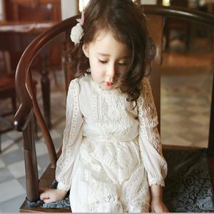 2020 новая фея девушки кружева платье белые длинные рукава принцесса дети девочка платье девочка детская одежда детские платья для девочек Q0716