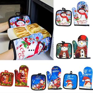 Kitchen Gloves Insulation Merry Christmas Cooking Microwave Gloves Baking BBQ Oven Pot Holders Mitts Potholder Pad 16 styles