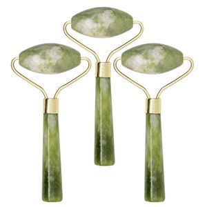 1pc Facial Massager Jade Roller Single Head Natural Green Stone Material for Eye Neck Thin Lift Relax Slimming Relaxing Tools clear box package JD019