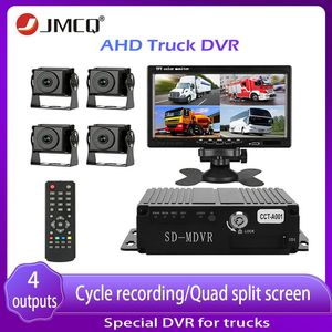 Car Rear View Cameras& Parking Sensors JMCQ Truck DVR Dash Cam Video Recorder Registrar AHD Big Screen 4 Split 12-24V Loop Recording Camera