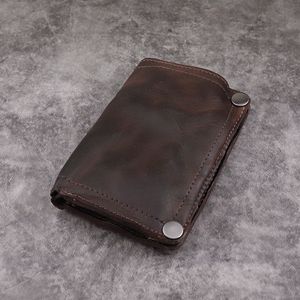 Mens Wallets Handmade Wrinkle Wallet Original Leather Genuine Cow Leather Vertical Money Clips Short Billfold Purse