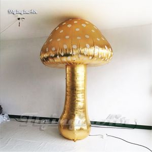 Customized Golden Inflatable Mushroom 3m Giant Air Blown Mushrooms Replica Balloon For Music Festival Events Decoration