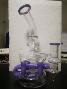 İthalat Renk Mor Nargile Fab Beher Cam Bongs Beher Baz Sigara İçme Su Boruları Dab Rig 14.4mm Ortak Fonksiyonel Ürünler