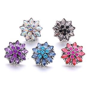 Großhandel mit Strass-Druckknopfverschluss, 18 mm, Metall, ovale Blumenverschluss-Schnappanhänger für Druckknöpfe, Schmuckzubehör-Lieferanten