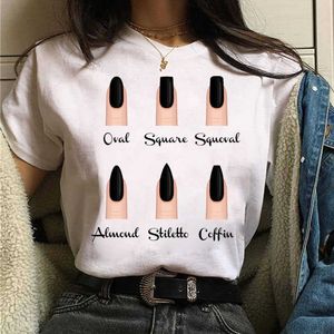 Frauen T-shirt Persönlichkeit Nail art Print T-shirt Spaß Sommer Kurzhülse Harajuku frauen T-shirt 90er Jahre Mädchen T weibliche Tops T X0527