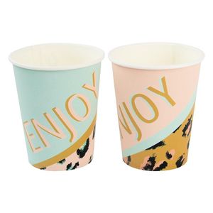 Engångs servis 8st Leopard Paper Cups Girls Birthday Party Wedding Seabelle Decoration Leverantörer miljövänliga