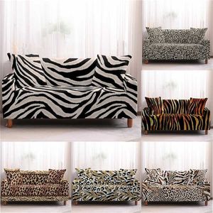 Leopard Print Stretch Sofa Slipcovers Elastic Wrap All-Inclusive Couch Cover for Living Room 1 2 3 4 Seater L Shape 211207